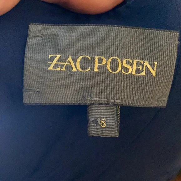 Zac Posen Blue Black Cotton Blend Fringed cocktail Black tie Dress 8 - Picture 7 of 7